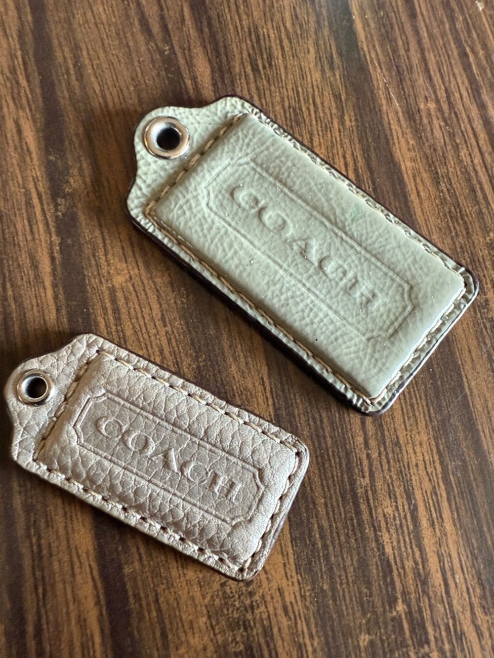 Lot of 2 Coach Silver Grey Hangtag FOB Charms Keychain